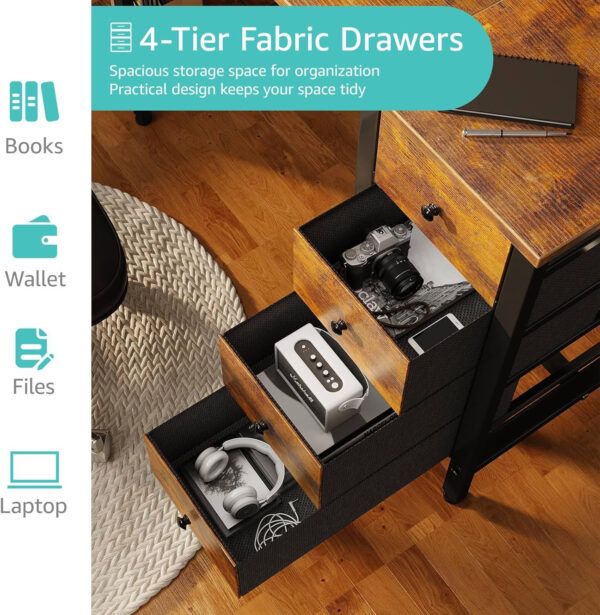 688731bed22d07ee04b6f95d93d6a30938fb51b1feb0837137268.jpg Lufeiya White Desk with Drawers & Storage Shelves, 47 Inch Study Work Writing Desk for Home Office Bedroom, Simple Modern Cute PC Computer Desks Table, White