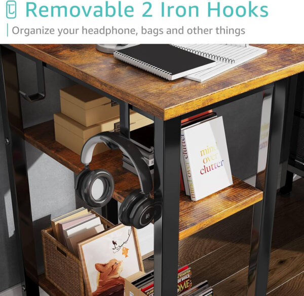 688731c04c8a01b8699b1c5dbd57246f7439b6e47df16889aa7cd.jpg Lufeiya White Desk with Drawers & Storage Shelves, 47 Inch Study Work Writing Desk for Home Office Bedroom, Simple Modern Cute PC Computer Desks Table, White