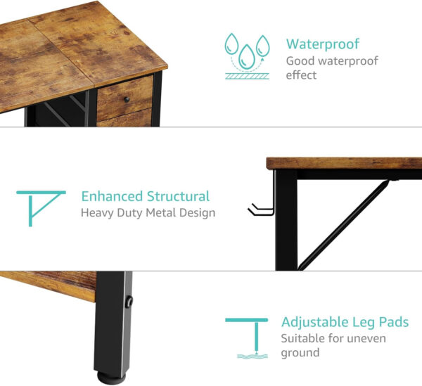 688731c174745eb376fd9a0df5d9a1ccfa9ac5d79cd8d6620491a.jpg Lufeiya White Desk with Drawers & Storage Shelves, 47 Inch Study Work Writing Desk for Home Office Bedroom, Simple Modern Cute PC Computer Desks Table, White
