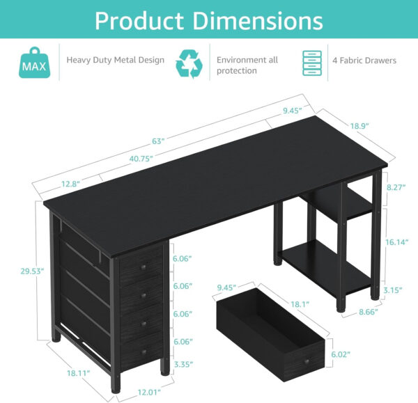 688731c525ff95f81d8efd7f3c6db7473188b7db32bc76d3132b0.jpg Lufeiya White Desk with Drawers & Storage Shelves, 47 Inch Study Work Writing Desk for Home Office Bedroom, Simple Modern Cute PC Computer Desks Table, White