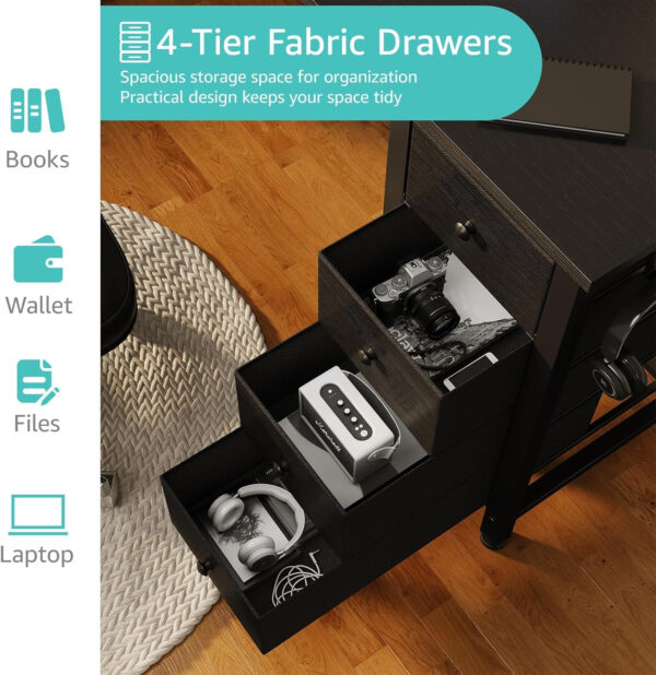 688731c8d55bc5e58f12c268dde8e885f383e739d81a9686f55c4.jpg Lufeiya White Desk with Drawers & Storage Shelves, 47 Inch Study Work Writing Desk for Home Office Bedroom, Simple Modern Cute PC Computer Desks Table, White