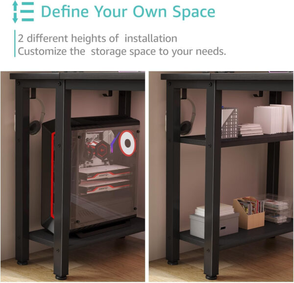 688732d46868568ff24d492c0b2466b5d7b35c399b718399a6db7.jpg Lufeiya White Desk with Drawers & Storage Shelves, 47 Inch Study Work Writing Desk for Home Office Bedroom, Simple Modern Cute PC Computer Desks Table, White