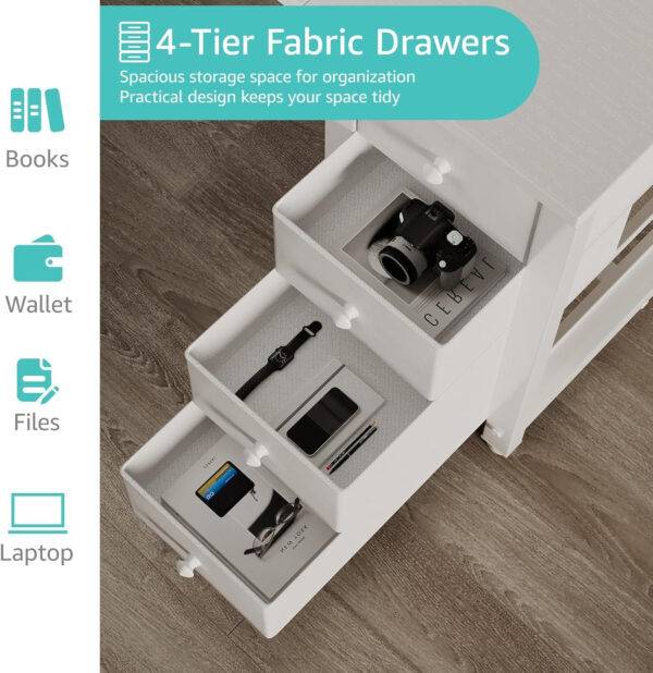 688732df43efb1c3c1e9ffbeac5d889386f9119b1cdac7274fa6b.jpg Lufeiya White Desk with Drawers & Storage Shelves, 47 Inch Study Work Writing Desk for Home Office Bedroom, Simple Modern Cute PC Computer Desks Table, White