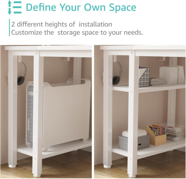 688732e0986377dc0f2548f5017386cdd2c354277ada046a2a33f.jpg Lufeiya White Desk with Drawers & Storage Shelves, 47 Inch Study Work Writing Desk for Home Office Bedroom, Simple Modern Cute PC Computer Desks Table, White