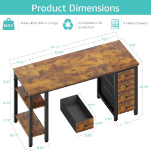 688732e66e6fa859451f2f7a6075d0cc27e3a2ad5d3d2c6d756bc.jpg Lufeiya White Desk with Drawers & Storage Shelves, 47 Inch Study Work Writing Desk for Home Office Bedroom, Simple Modern Cute PC Computer Desks Table, White