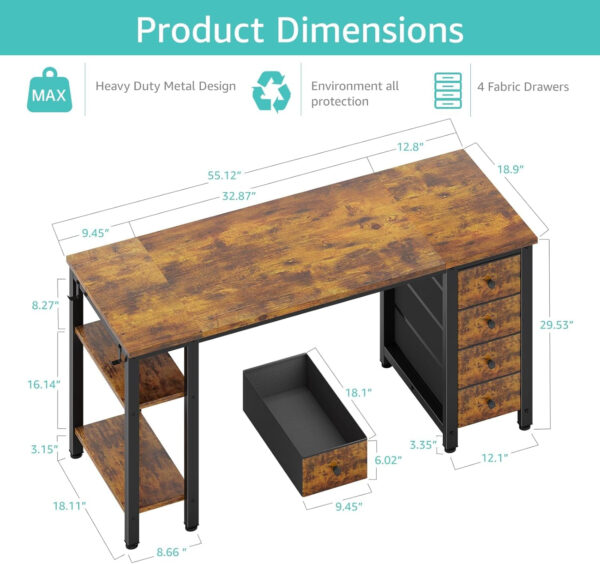 688732e66e6fa859451f2f7a6075d0cc27e3a2ad5d3d2c6d756bc.jpg Lufeiya White Desk with Drawers & Storage Shelves, 47 Inch Study Work Writing Desk for Home Office Bedroom, Simple Modern Cute PC Computer Desks Table, White