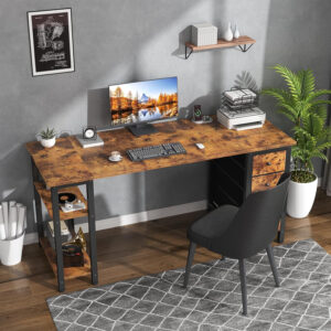 688732ef1c08dc3c2070abff2d81a0876fc3bb64016774c83ed20.jpg Lufeiya White Desk with Drawers & Storage Shelves, 47 Inch Study Work Writing Desk for Home Office Bedroom, Simple Modern Cute PC Computer Desks Table, White