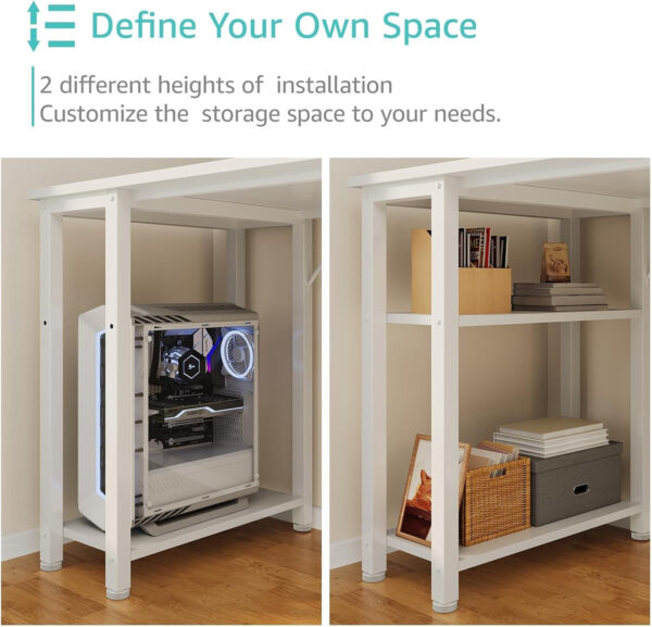 688732fd1356620288a40ef9ea0ff212ffbb519c92294223ac533.jpg Lufeiya White Desk with Drawers & Storage Shelves, 47 Inch Study Work Writing Desk for Home Office Bedroom, Simple Modern Cute PC Computer Desks Table, White