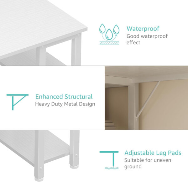 688732ff5482fa23f70b54b891e06ecf768ee493105a28ad02bb9.jpg Lufeiya White Desk with Drawers & Storage Shelves, 47 Inch Study Work Writing Desk for Home Office Bedroom, Simple Modern Cute PC Computer Desks Table, White