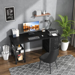 68873303692d912f6b9dc639a32ce7e8fa300fdc796c94ee67a93.jpg Lufeiya White Desk with Drawers & Storage Shelves, 47 Inch Study Work Writing Desk for Home Office Bedroom, Simple Modern Cute PC Computer Desks Table, White