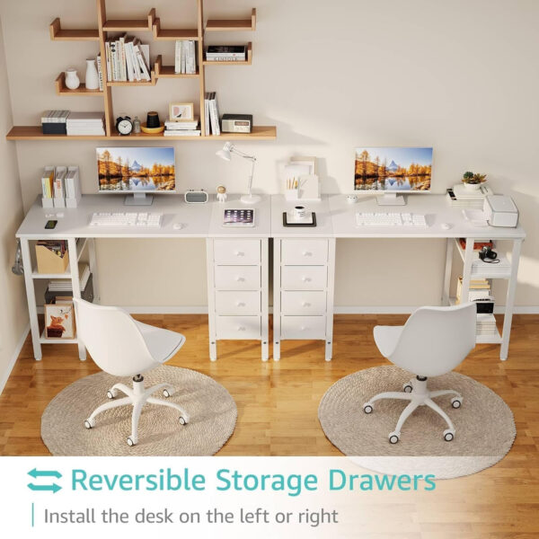 68873309eafb7581d1b7256587e66a9582afd77980a0de81d8bc9.jpg Lufeiya White Desk with Drawers & Storage Shelves, 47 Inch Study Work Writing Desk for Home Office Bedroom, Simple Modern Cute PC Computer Desks Table, White