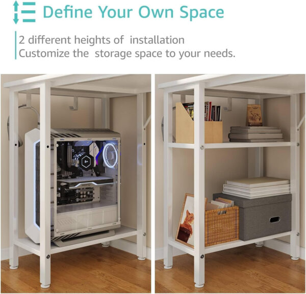 6887330af23cf41855302faa657856679127af1d83fe2eee831cb.jpg Lufeiya White Desk with Drawers & Storage Shelves, 47 Inch Study Work Writing Desk for Home Office Bedroom, Simple Modern Cute PC Computer Desks Table, White