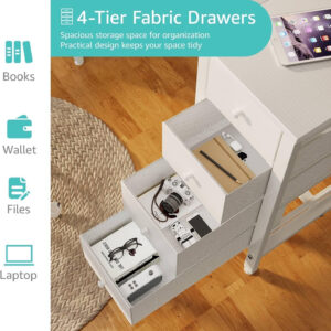 6887330c217fe41cfae36d6f1802c1fed67e63c19f989f38fd15b.jpg Lufeiya White Desk with Drawers & Storage Shelves, 47 Inch Study Work Writing Desk for Home Office Bedroom, Simple Modern Cute PC Computer Desks Table, White