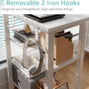 6887330d5de5dbd2b0f55b91c089e1657d5431e60ce3a05a02f10.jpg Lufeiya White Desk with Drawers & Storage Shelves, 47 Inch Study Work Writing Desk for Home Office Bedroom, Simple Modern Cute PC Computer Desks Table, White