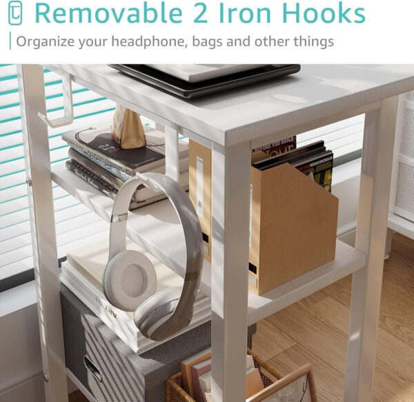 6887330d5de5dbd2b0f55b91c089e1657d5431e60ce3a05a02f10.jpg Lufeiya White Desk with Drawers & Storage Shelves, 47 Inch Study Work Writing Desk for Home Office Bedroom, Simple Modern Cute PC Computer Desks Table, White