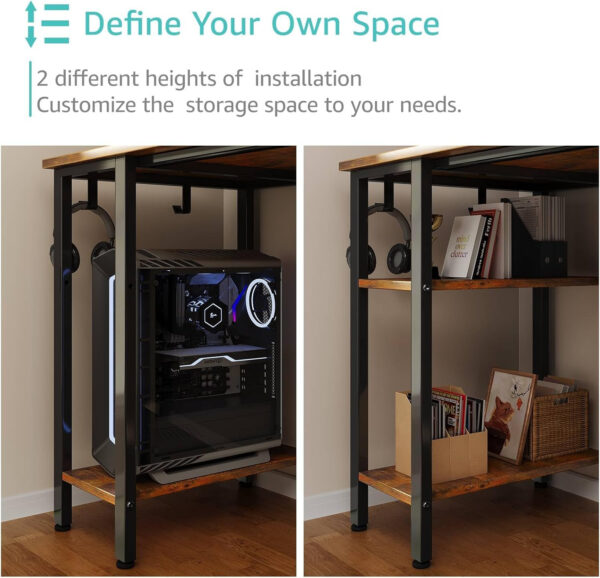 688733141cd59c4836640bb64c22560e0bde5b1c7f7445c024b42.jpg Lufeiya White Desk with Drawers & Storage Shelves, 47 Inch Study Work Writing Desk for Home Office Bedroom, Simple Modern Cute PC Computer Desks Table, White