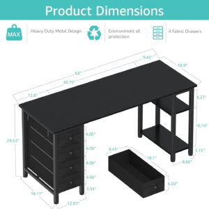 6887331b2cf020e88cad138ef7aaed5bd25dce3936bd961c03aa7.jpg Lufeiya White Desk with Drawers & Storage Shelves, 47 Inch Study Work Writing Desk for Home Office Bedroom, Simple Modern Cute PC Computer Desks Table, White