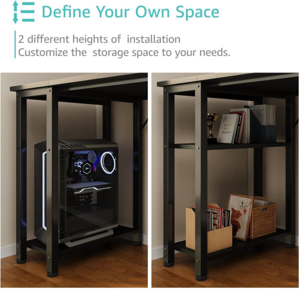 6887331fdb4dc56e53daede1d4c22b46a2e04ab3ff38ec5f593f0.jpg Lufeiya White Desk with Drawers & Storage Shelves, 47 Inch Study Work Writing Desk for Home Office Bedroom, Simple Modern Cute PC Computer Desks Table, White