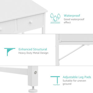 6887335f83be33b7f0abce1fcf72d2c1c35732ee38ffa43421947.jpg Lufeiya Small White Desk with Drawers - for Bedroom, 32 Inch Home Office Computer Desk with Fabric Storage Drawer and Bag, Study Writing Table for Small Spaces, White