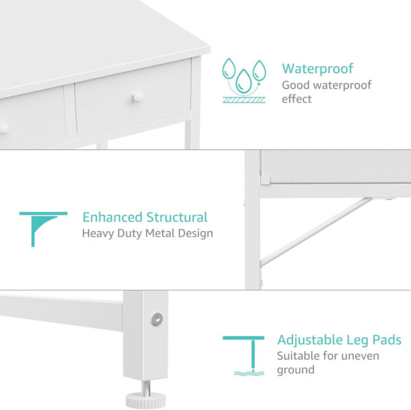 6887335f83be33b7f0abce1fcf72d2c1c35732ee38ffa43421947.jpg Lufeiya Small White Desk with Drawers - for Bedroom, 32 Inch Home Office Computer Desk with Fabric Storage Drawer and Bag, Study Writing Table for Small Spaces, White