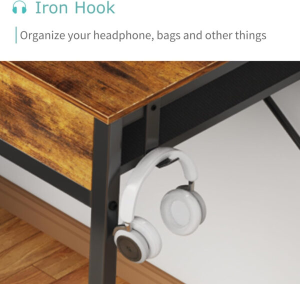 68873376a0fd09504210578ed4cd4180d6815dc1799b374b2c064.jpg Lufeiya Small White Desk with Drawers - for Bedroom, 32 Inch Home Office Computer Desk with Fabric Storage Drawer and Bag, Study Writing Table for Small Spaces, White