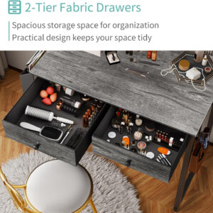 6887337e91f83b9d005ffced0aab6d80d1d2959d04bbf93103807.jpg Lufeiya Small White Desk with Drawers - for Bedroom, 32 Inch Home Office Computer Desk with Fabric Storage Drawer and Bag, Study Writing Table for Small Spaces, White