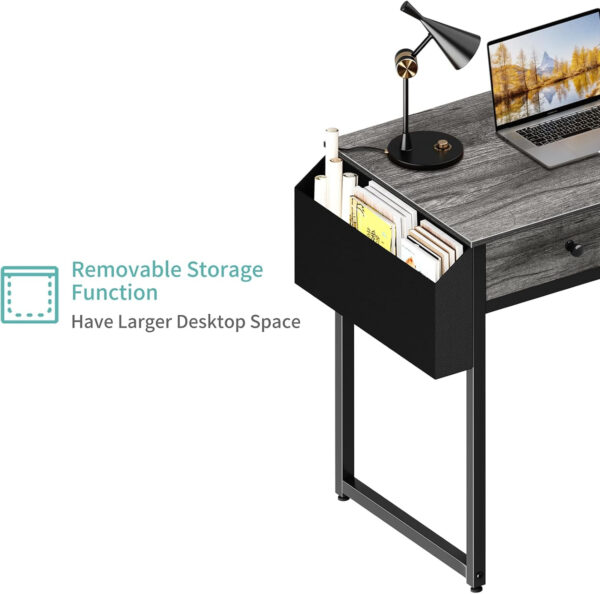 6887337fd3c47a6f602aa9e4fafd70bc70079bc13c0f96a74c3a3.jpg Lufeiya Small White Desk with Drawers - for Bedroom, 32 Inch Home Office Computer Desk with Fabric Storage Drawer and Bag, Study Writing Table for Small Spaces, White
