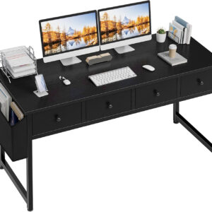 68873383770a65f8b6c230e6f09fbf58e73704f5e4c5e066fe09c.jpg Lufeiya Small White Desk with Drawers - for Bedroom, 32 Inch Home Office Computer Desk with Fabric Storage Drawer and Bag, Study Writing Table for Small Spaces, White