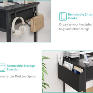 6887338a8e66ed371332642d6d11c1705d9cfad5cdb2df844750b.jpg Lufeiya Small White Desk with Drawers - for Bedroom, 32 Inch Home Office Computer Desk with Fabric Storage Drawer and Bag, Study Writing Table for Small Spaces, White