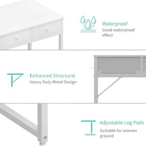 68873392c7a5cd8c4279e8726df59a29f907c30bb1aa67f45915c.jpg Lufeiya Small White Desk with Drawers - for Bedroom, 32 Inch Home Office Computer Desk with Fabric Storage Drawer and Bag, Study Writing Table for Small Spaces, White