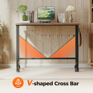 Rolling Computer Desk with Wheels, Gaming Desk for Small Spaces, Modern Simple Style Table for Home Office, Study Writing Table (Caster, Rustic Brown, 32 inch)