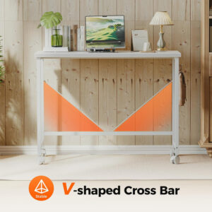 Rolling Computer Desk with Wheels, Gaming Desk for Small Spaces, Modern Simple Style Table for Home Office, Study Writing Table (Caster, Rustic Brown, 32 inch)