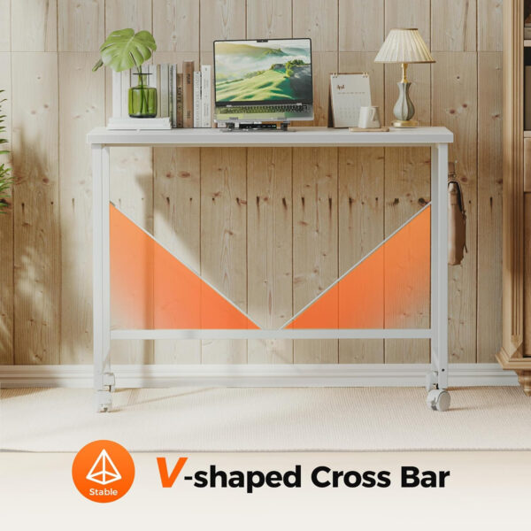 Rolling Computer Desk with Wheels, Gaming Desk for Small Spaces, Modern Simple Style Table for Home Office, Study Writing Table (Caster, Rustic Brown, 32 inch)