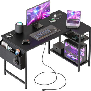 Rolling Computer Desk with Wheels, Gaming Desk for Small Spaces, Modern Simple Style Table for Home Office, Study Writing Table (Caster, Rustic Brown, 32 inch)