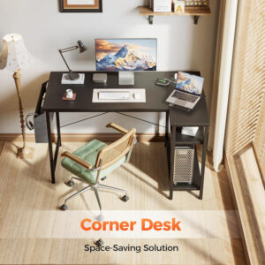 Rolling Computer Desk with Wheels, Gaming Desk for Small Spaces, Modern Simple Style Table for Home Office, Study Writing Table (Caster, Rustic Brown, 32 inch)