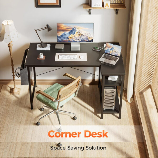 Rolling Computer Desk with Wheels, Gaming Desk for Small Spaces, Modern Simple Style Table for Home Office, Study Writing Table (Caster, Rustic Brown, 32 inch)