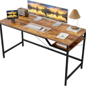 Rolling Computer Desk with Wheels, Gaming Desk for Small Spaces, Modern Simple Style Table for Home Office, Study Writing Table (Caster, Rustic Brown, 32 inch)