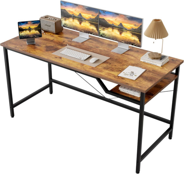 Rolling Computer Desk with Wheels, Gaming Desk for Small Spaces, Modern Simple Style Table for Home Office, Study Writing Table (Caster, Rustic Brown, 32 inch)