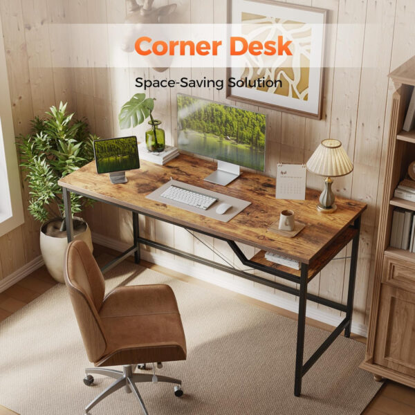 Rolling Computer Desk with Wheels, Gaming Desk for Small Spaces, Modern Simple Style Table for Home Office, Study Writing Table (Caster, Rustic Brown, 32 inch)