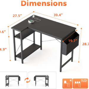 Rolling Computer Desk with Wheels, Gaming Desk for Small Spaces, Modern Simple Style Table for Home Office, Study Writing Table (Caster, Rustic Brown, 32 inch)
