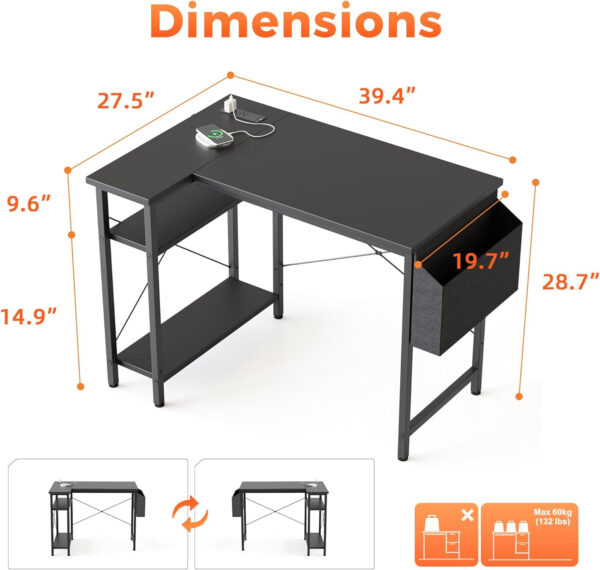 Rolling Computer Desk with Wheels, Gaming Desk for Small Spaces, Modern Simple Style Table for Home Office, Study Writing Table (Caster, Rustic Brown, 32 inch)