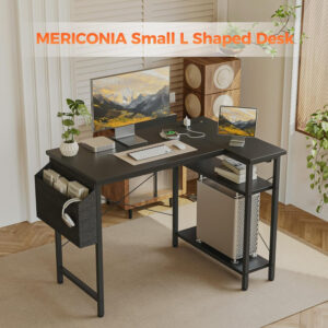 Rolling Computer Desk with Wheels, Gaming Desk for Small Spaces, Modern Simple Style Table for Home Office, Study Writing Table (Caster, Rustic Brown, 32 inch)