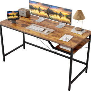 Rolling Computer Desk with Wheels, Gaming Desk for Small Spaces, Modern Simple Style Table for Home Office, Study Writing Table (Caster, Rustic Brown, 32 inch)