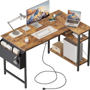 Rolling Computer Desk with Wheels, Gaming Desk for Small Spaces, Modern Simple Style Table for Home Office, Study Writing Table (Caster, Rustic Brown, 32 inch)