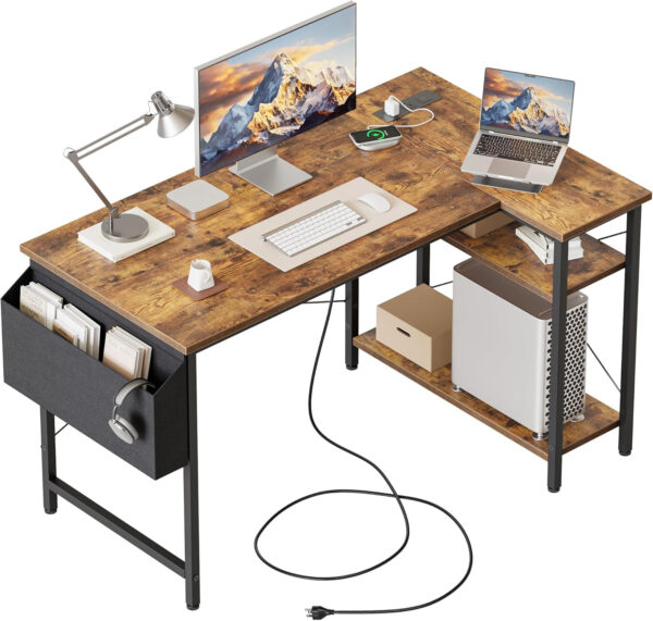 Rolling Computer Desk with Wheels, Gaming Desk for Small Spaces, Modern Simple Style Table for Home Office, Study Writing Table (Caster, Rustic Brown, 32 inch)