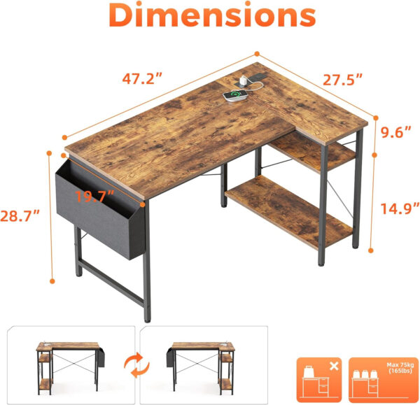 Rolling Computer Desk with Wheels, Gaming Desk for Small Spaces, Modern Simple Style Table for Home Office, Study Writing Table (Caster, Rustic Brown, 32 inch)