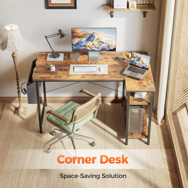 Rolling Computer Desk with Wheels, Gaming Desk for Small Spaces, Modern Simple Style Table for Home Office, Study Writing Table (Caster, Rustic Brown, 32 inch)