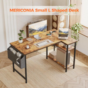 Rolling Computer Desk with Wheels, Gaming Desk for Small Spaces, Modern Simple Style Table for Home Office, Study Writing Table (Caster, Rustic Brown, 32 inch)