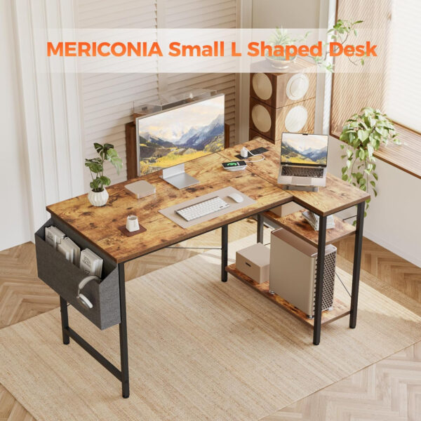 Rolling Computer Desk with Wheels, Gaming Desk for Small Spaces, Modern Simple Style Table for Home Office, Study Writing Table (Caster, Rustic Brown, 32 inch)