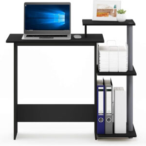 6887347e4df3dbbedec7731eda2463177e6c456d1cb09a6daa895.jpg Furinno Efficient Home Laptop Notebook Computer Desk with Square Shelves, Solid Black/Grey